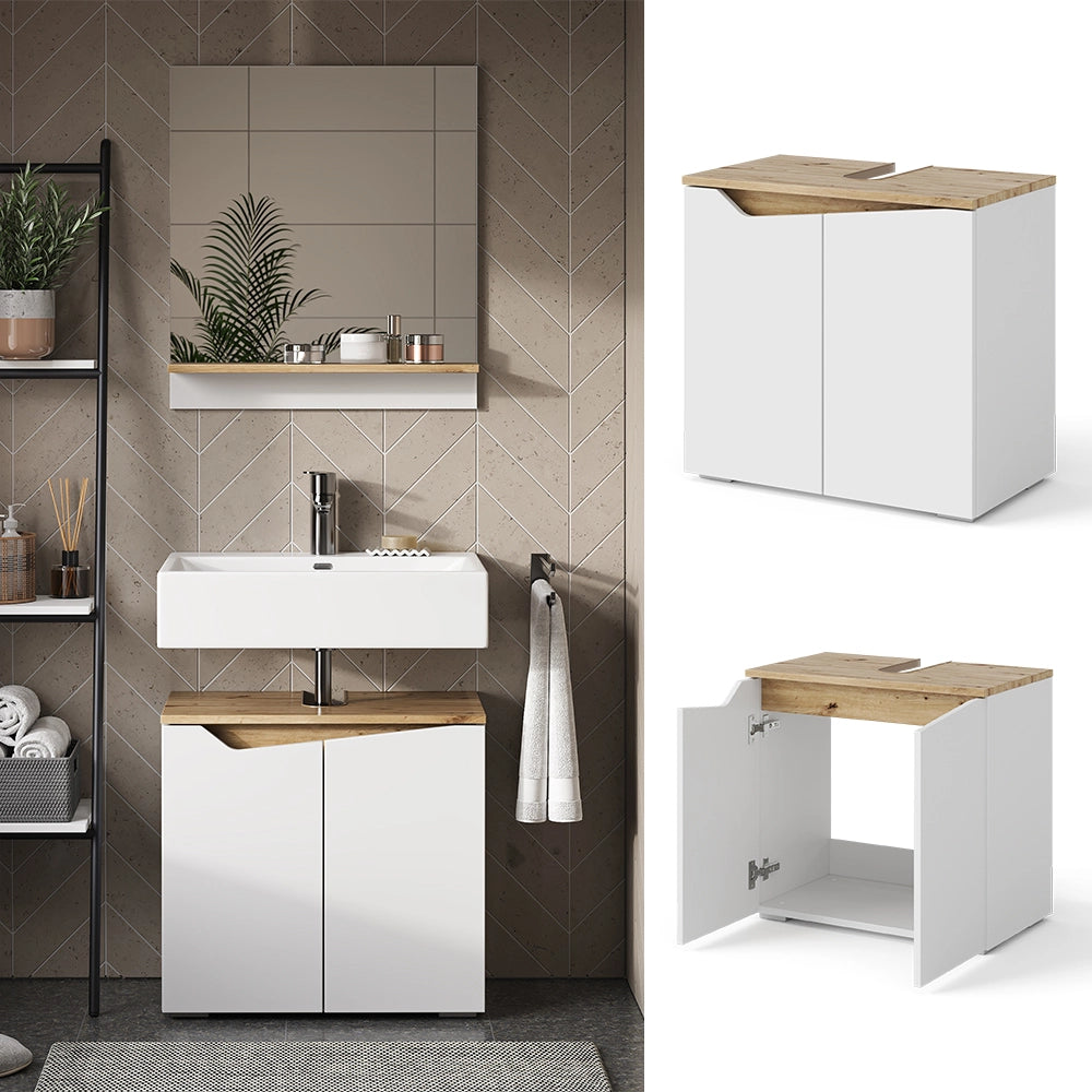 Vicco Mobile sottolavabo per bagno Bianco 60 x 57.5 cm con 2 porte