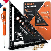 Winkelhaak Multifunzionale in Alluminio 180 mm - Inclusa Puntaspilli e Manuale - Adatto per Angoli 45 e 90 Gradi - Ideale per Lavorazione del Legno e Lavori di Falegnameria