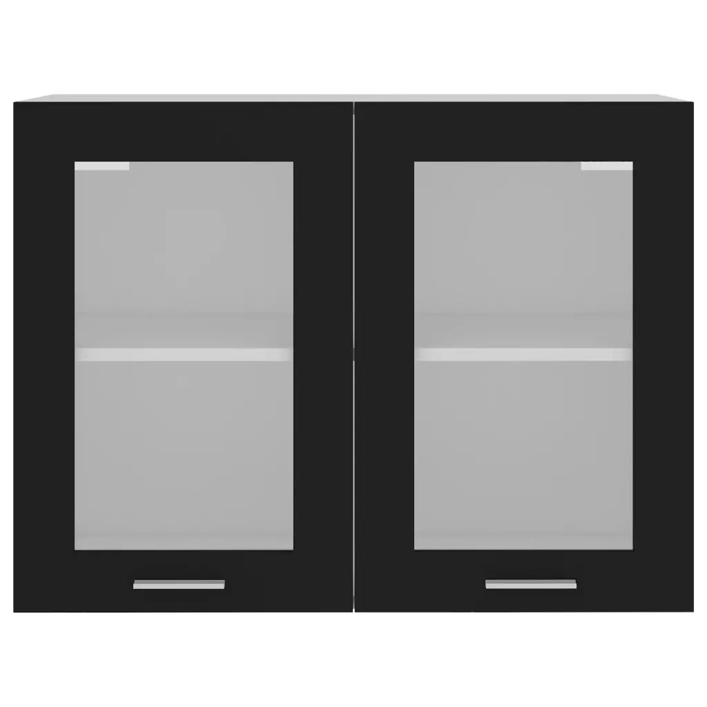 Mobile Pensile con Vetro “Lyon” Nero 80x31x60 cm 802530