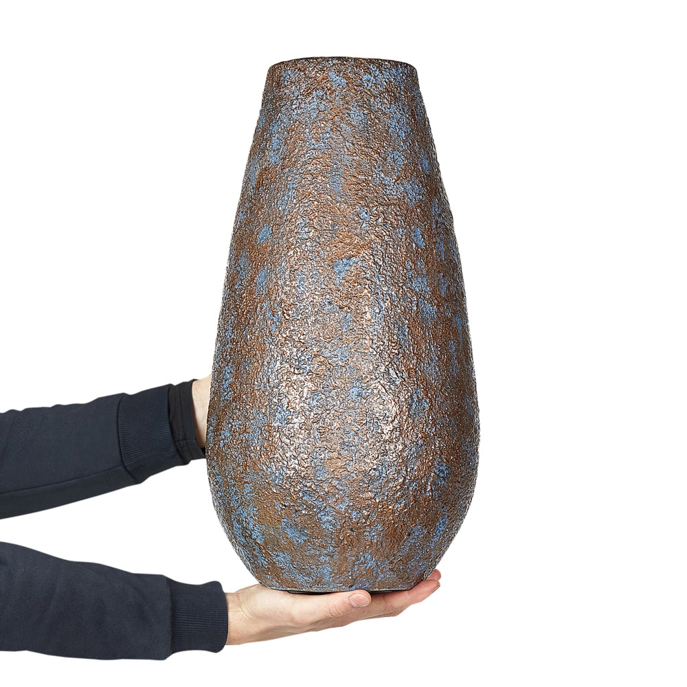 Vaso decorativo alto in ceramica marrone 48 cm Vaso da terra da tavolo effetto anticato