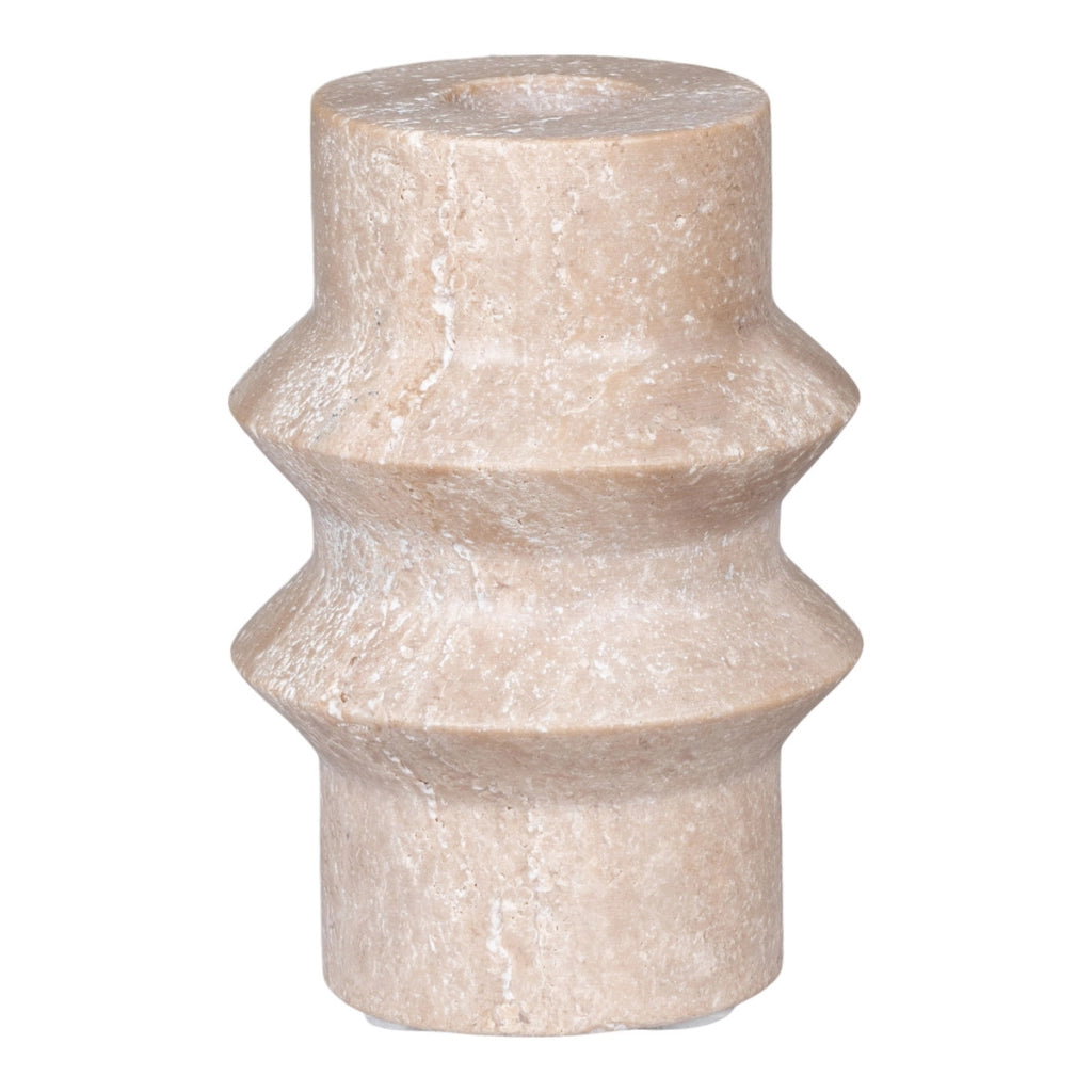 Portacandela Nadin, Marrone, Travertino, 7x7x10 cm