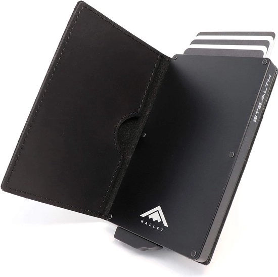 Uitwerper e RFID bloccante con contenitore per carte di credito e scatola regalo in nero