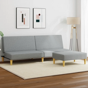 Divano Letto a 2 Posti con Poggiapiedi-Sofa Letto 2 Posti-Daybed Grigio Chiaro in Tessuto 505542