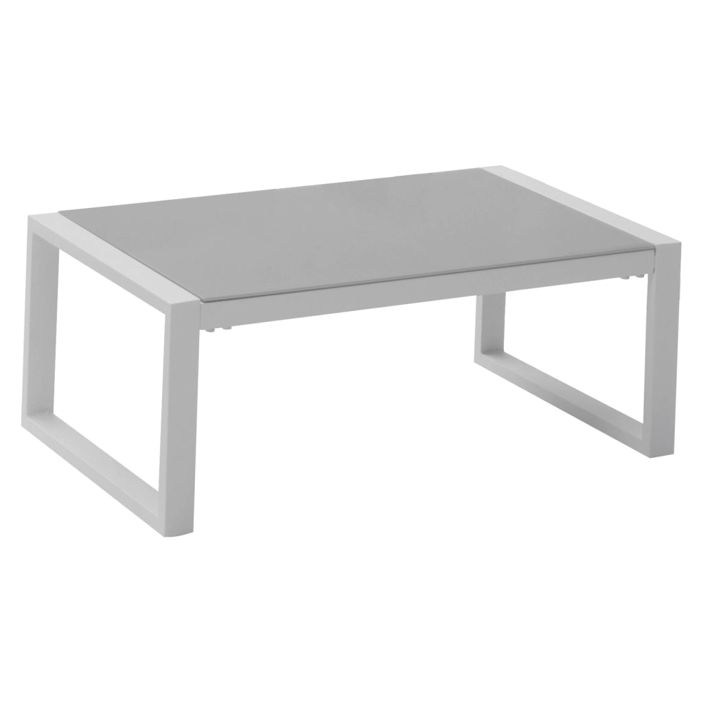 Set di mobili da giardino IBIZA in tessuto grigio 4 posti - alluminio bianco
