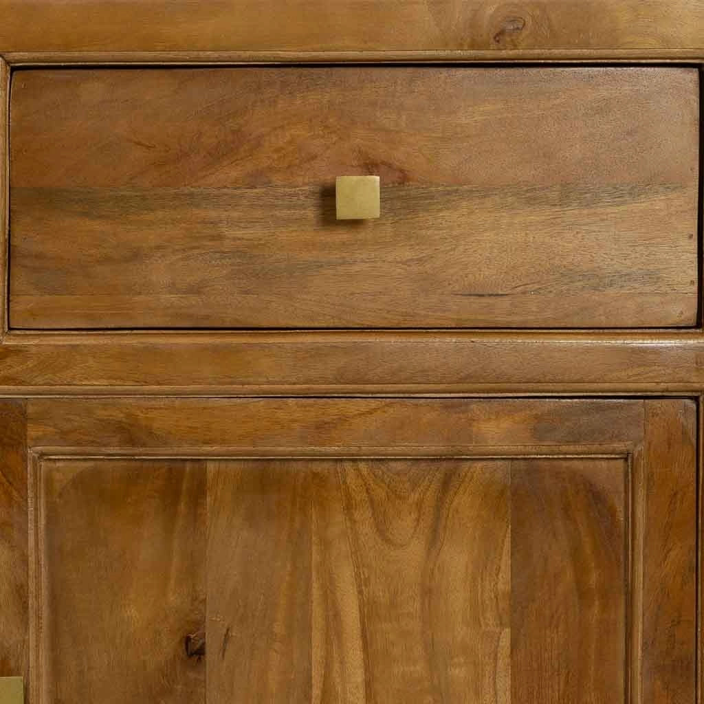 Credenza in legno marrone con 2 ante e 2 cassetti, 120x40x88h cm