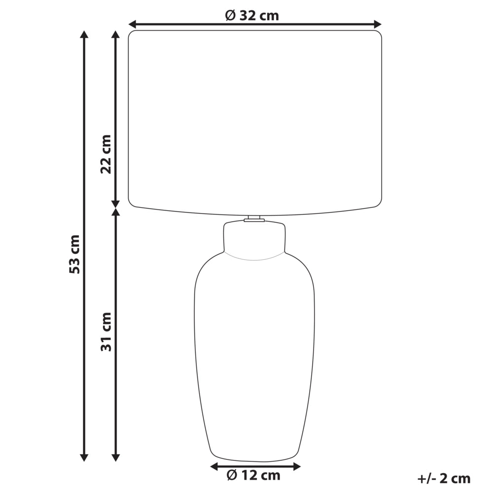 Lampada da tavolo ceramica blu con paralume bianco 56 cm camera da letto soggiorno