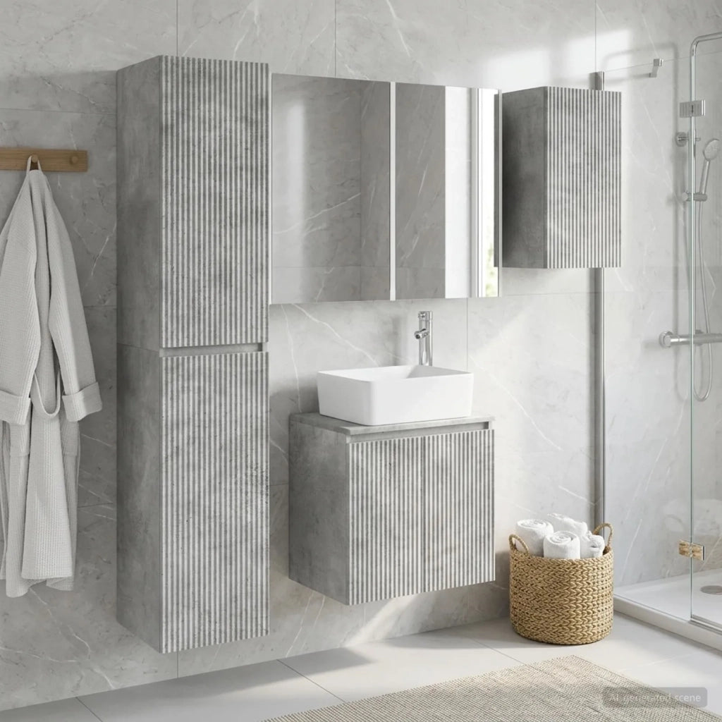 Set di Armadi da Bagno 5 pcs Grigio Cemento 53 x 15,5 x 70 cm 3407330
