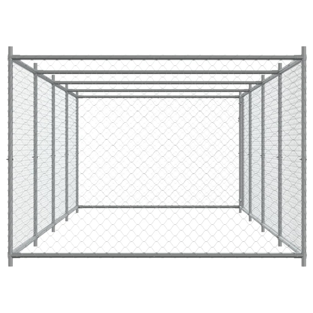 Trasportino per cani con porta 8 x 2 x 1,5 m acciaio zincato grigio 02_0041621