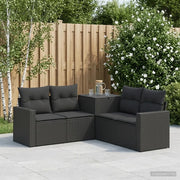 Set di divani 5 pz Nero Rattan sintetico e Acciaio 3447848