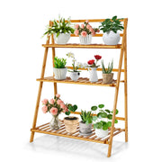 Supporto per piante pieghevole a 3 ripiani 70 x 38 x 95,5 cm grande capacità di stoccaggio design moderno bambù naturale 20_0017269