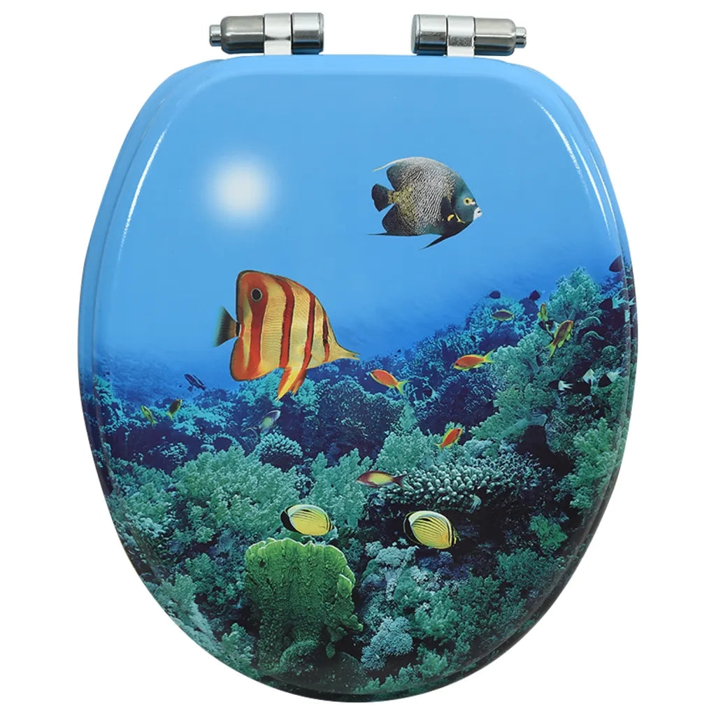 Tavoletta WC Coperchio Chiusura Morbida MDF Design Fondo Mare 146916