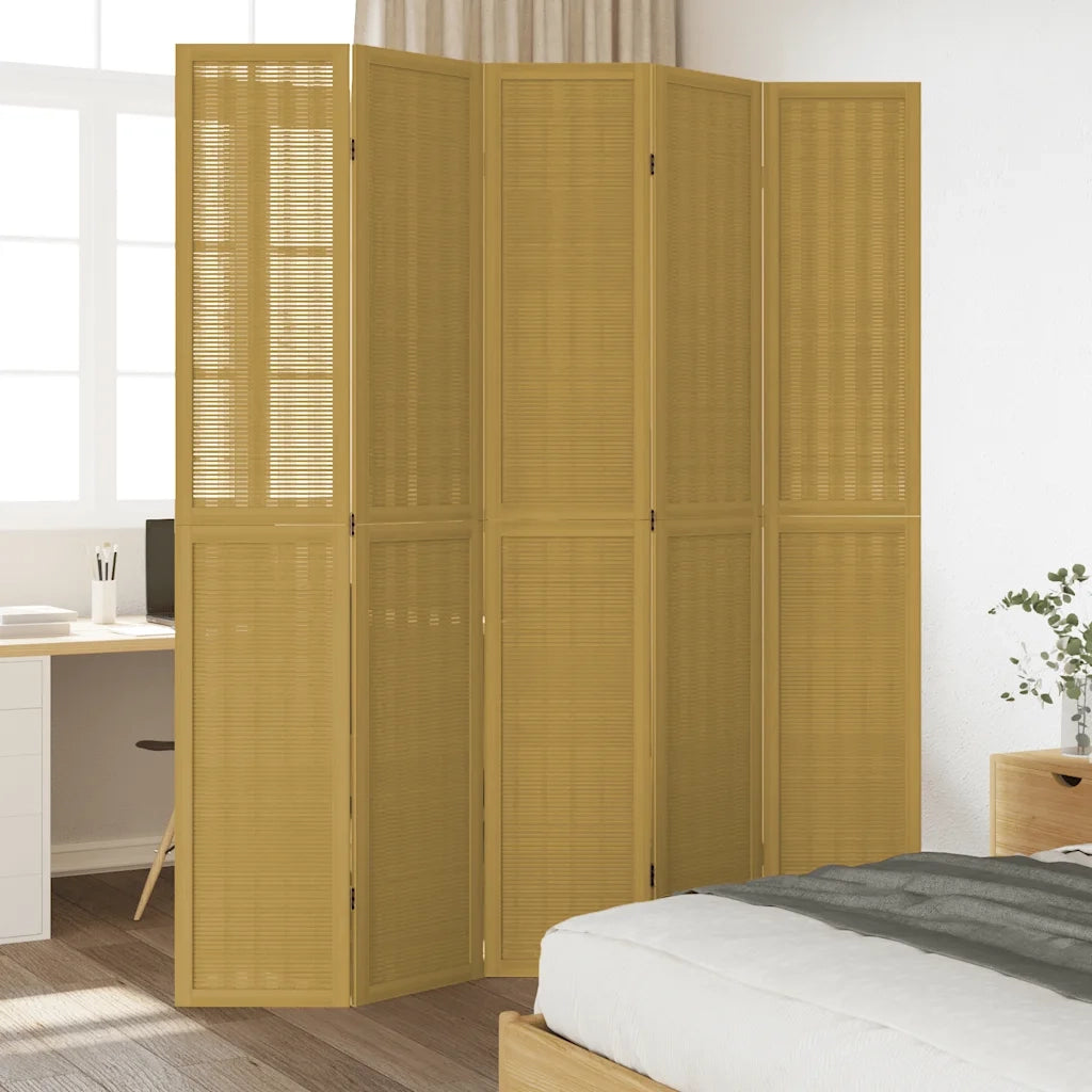 Divisorio Ambienti | Divider per stanze | Paravento 5 Pannelli Marrone Legno Massello Paulownia
