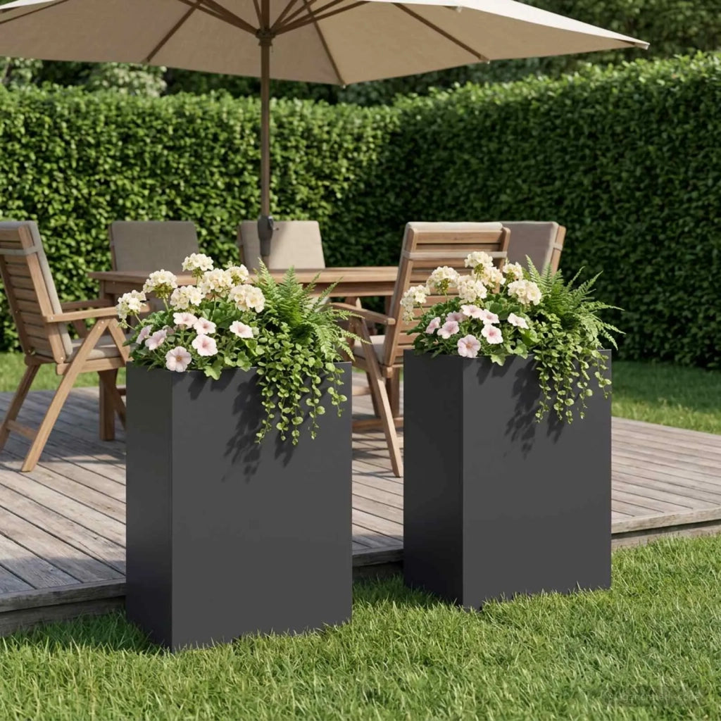 Vaso da giardino 2 pz Nero 50 x 30 x 75 cm 8005541