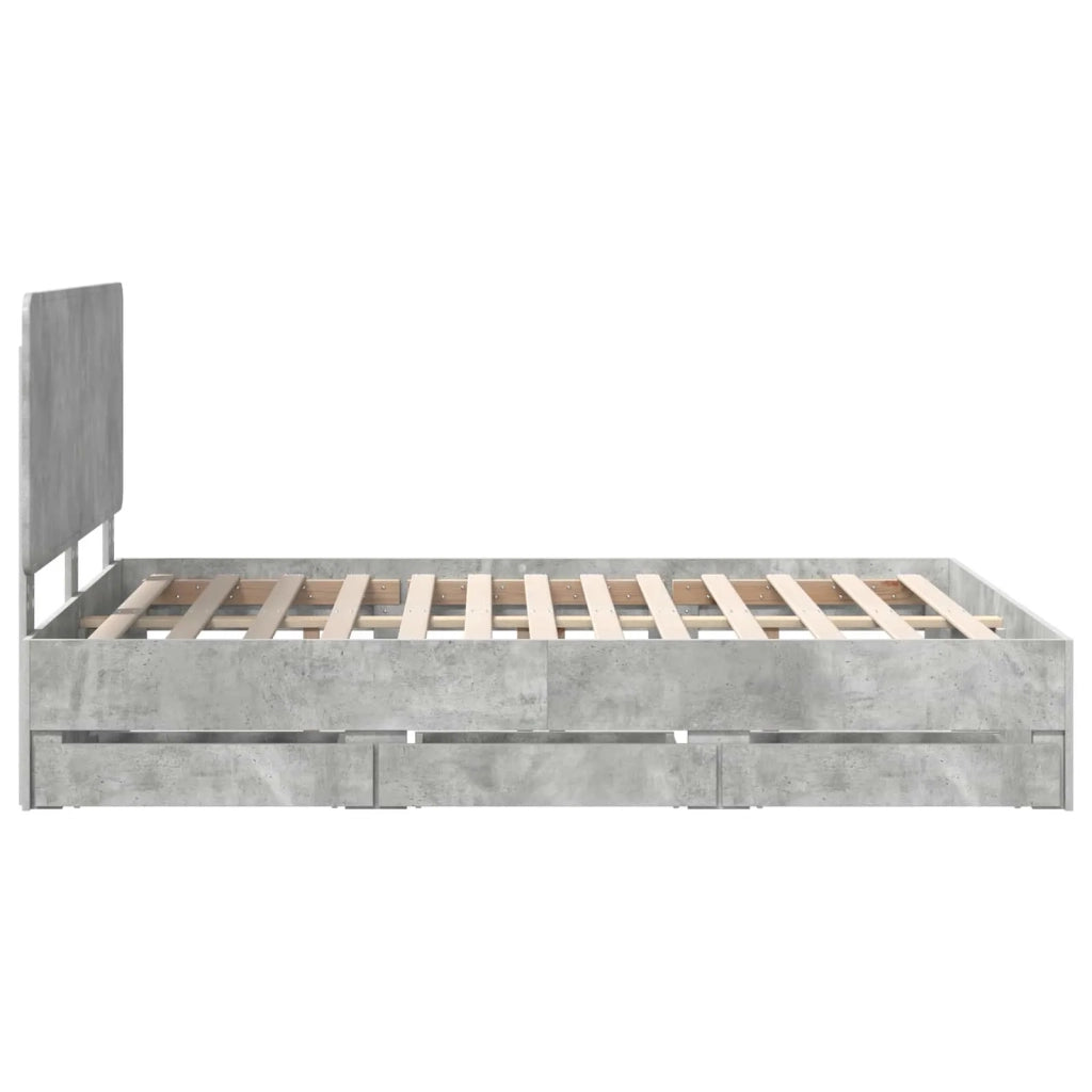Struttura del letto con cassetto Grigio cemento 140 x 200 cm