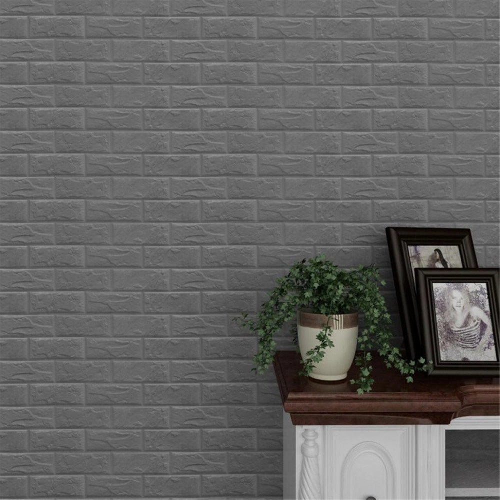 Trade Shop - Pannello Spugna 3d Mattoni Grigio Adesivo Pareti Sfondo Casa Muri 30x60cm -