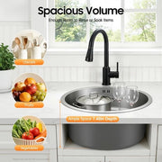 Cucina a muro 41 cm rotonda, base in acciaio verniciato, lavabo con vasca e scarico rapido S-type per uso domestico