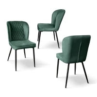 PAZZO DESIGN Sedia Simona set da 4 sedie verde in velluto e gambe in metallo