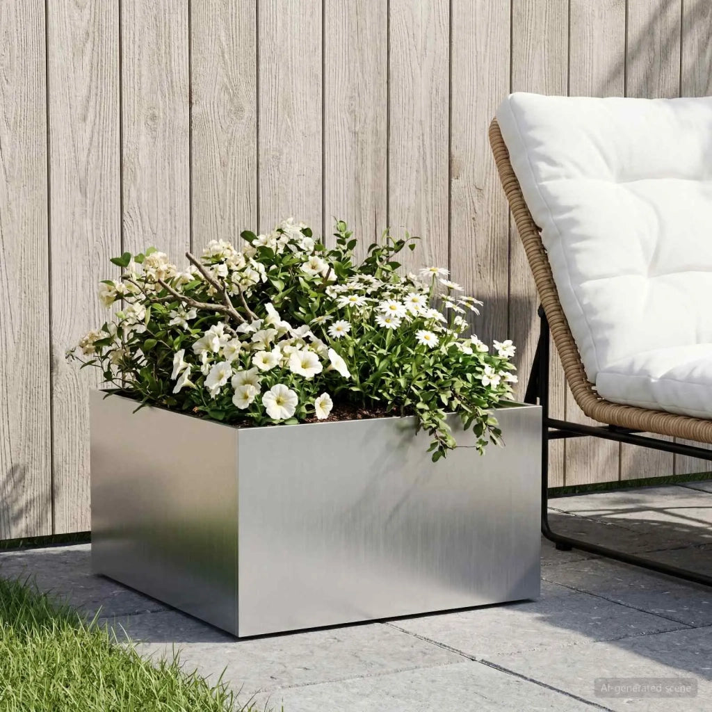 Vaso da giardino Argento 60 x 60 x 30 cm Acciaio Inox 8005058