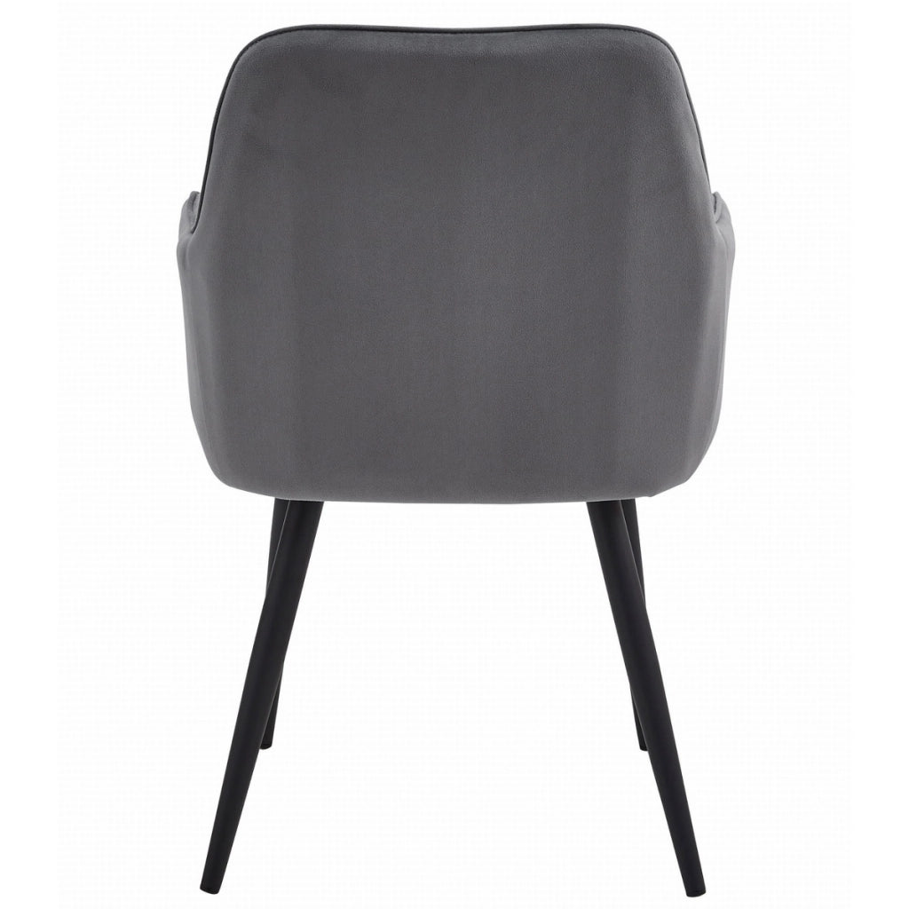Sedia Nana in Velluto Grigio Scuro con Gambe Nere