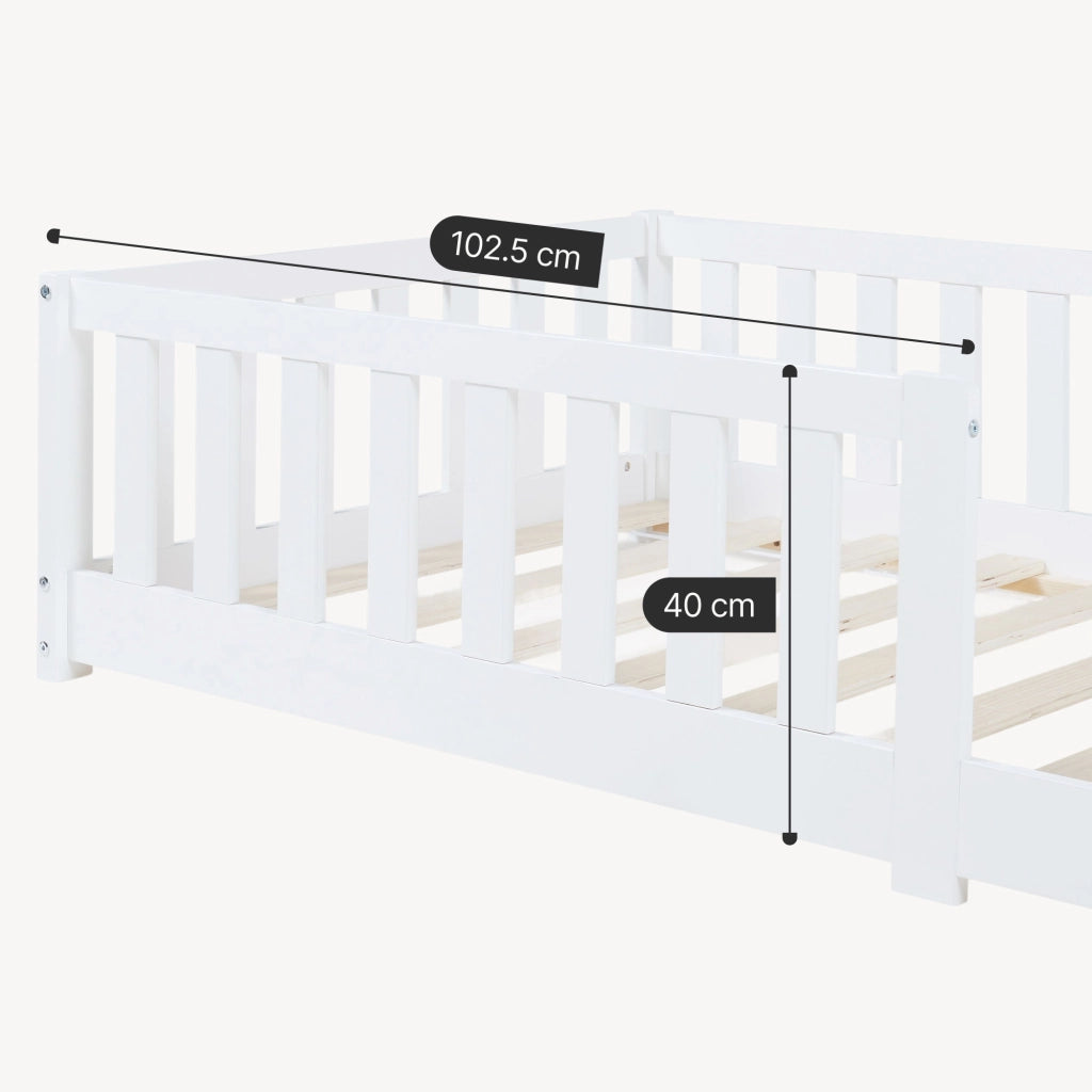 Letto Montessori per Cameretta Tanna in Legno di Pino 90 x 200 cm - Bianco [en.casa]
