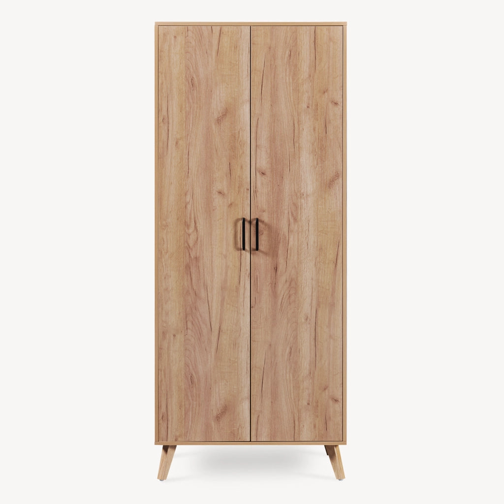 Armadio Guardaroba Norg con 2 Ante e 4 Scomparti 191x80x52 cm - Effetto Rovere [en.casa]