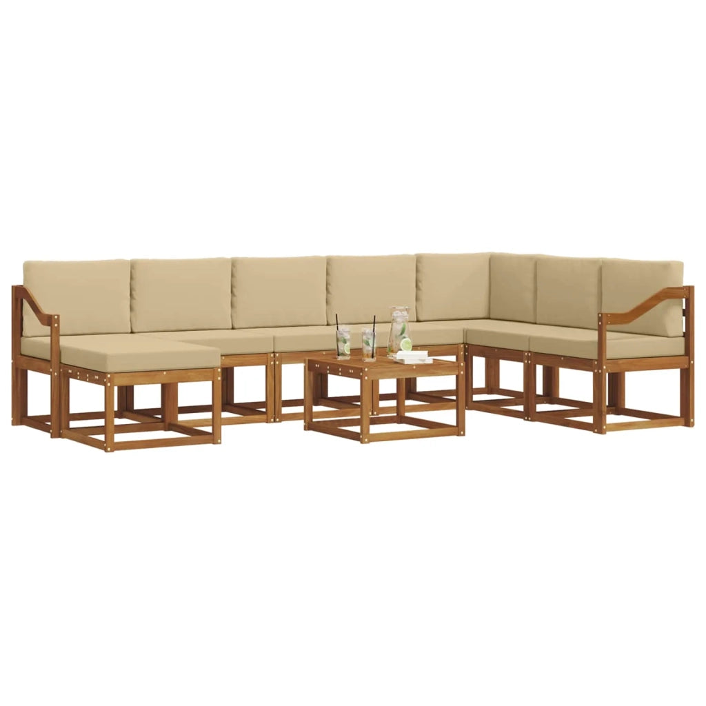 Set di divani da esterno con cuscino 9 pcs Naturale e Beige