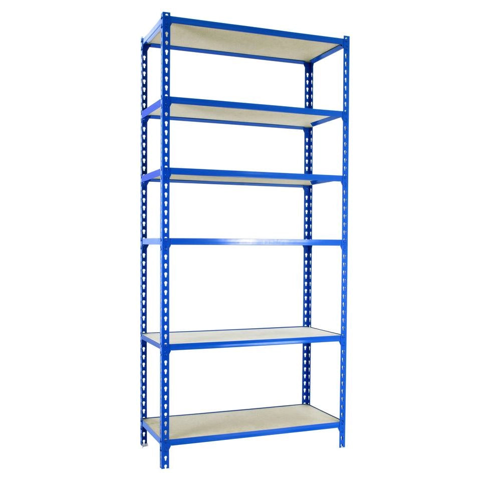 Scaffale in metallo Simon Rack senza viti colore blu/legno 6 ripiani 2500x1200x500 mm Made in Spain