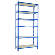 Scaffale in metallo Simon Rack senza viti colore blu/legno 6 ripiani 2500x1200x500 mm Made in Spain