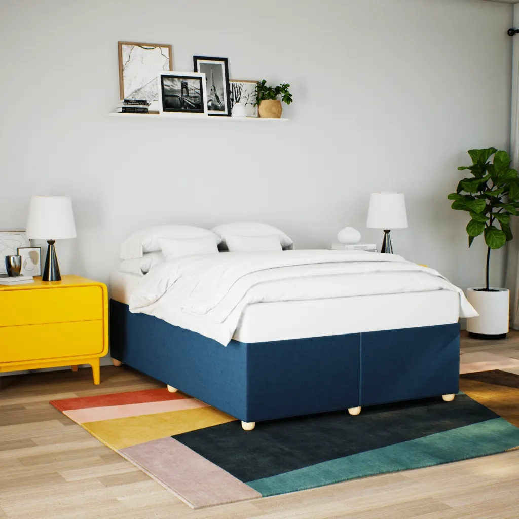 Letto matrimoniale | Letto per adulti | Giroletto senza Materasso Blu 140x190 cm in Tessuto