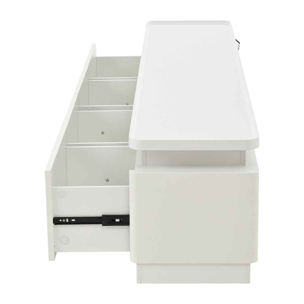 Mobile porta TV bianco lucido 180 cm con 4 cassetti e LED