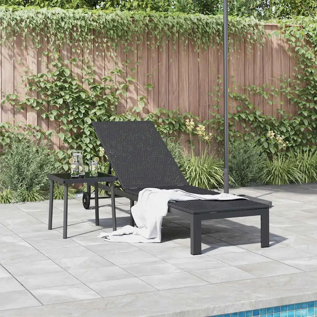 Lettino da Sole Nero 206 x 62.5 x 74 cm polyrattan 42004129