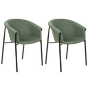 Set di 2 sedie da pranzo con imbottitura in tessuto verde Seduta da pranzo dal design moderno e contemporaneo
