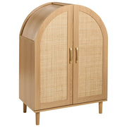 Scarpiera a 4 ripiani in MDF con frontali in rattan per 16 paia di scarpe per l'ingresso stile boho marrone chiaro