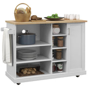 Carrello da cucina mobile con 7 compartimenti ¨C Minimal ¨C bianco e legno 129x51x93 cm