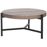 Tavolino da caffè Piano in legno tortora Gambe in metallo Nero 70 cm Rotondo moderno da salotto industriale