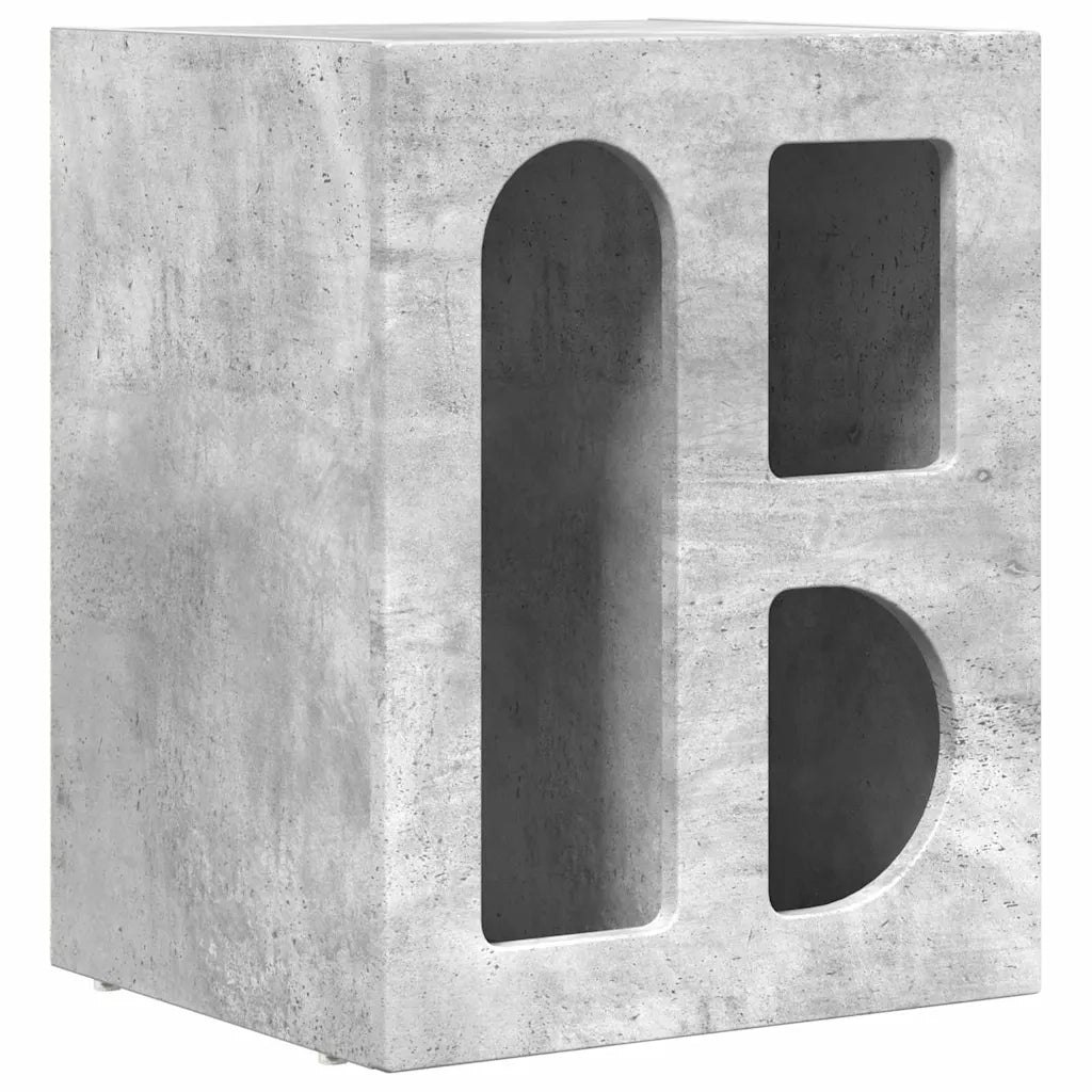 Comodino Grigio cemento 40 x 35 x 50 cm Legno multistrato