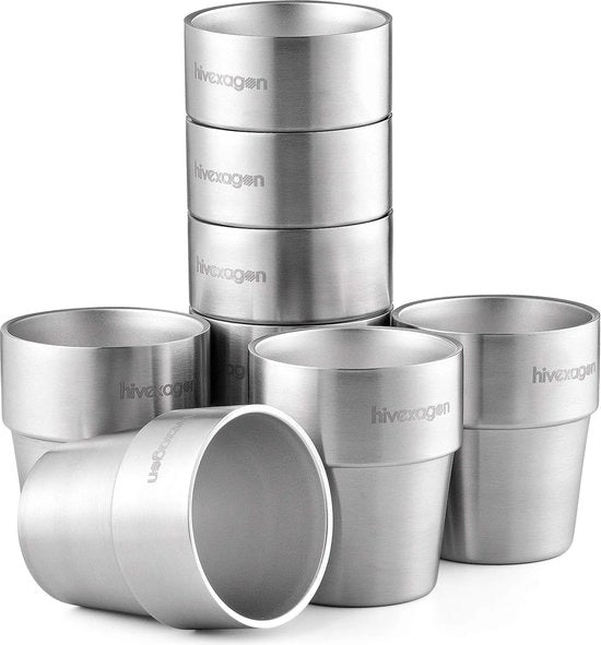 Set di 8 bicchieri in acciaio inossidabile a doppia parete, ideali per bevande fredde, lavastoviglie, 300 ml
