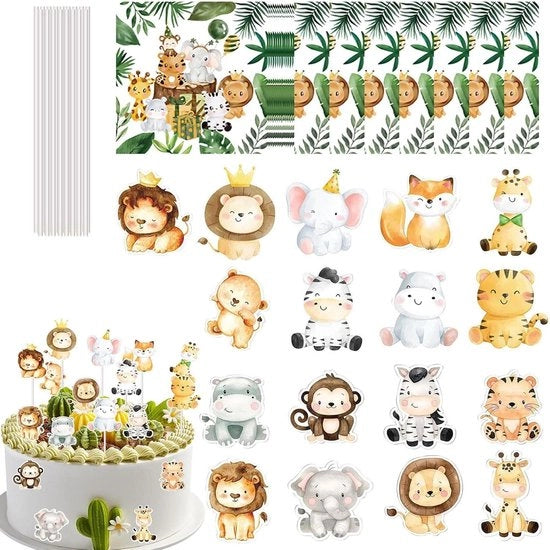 Servetten di carta jungle 40 pezzi - decorazione di torta per animali - compleanni - feste - 33 x 33 cm