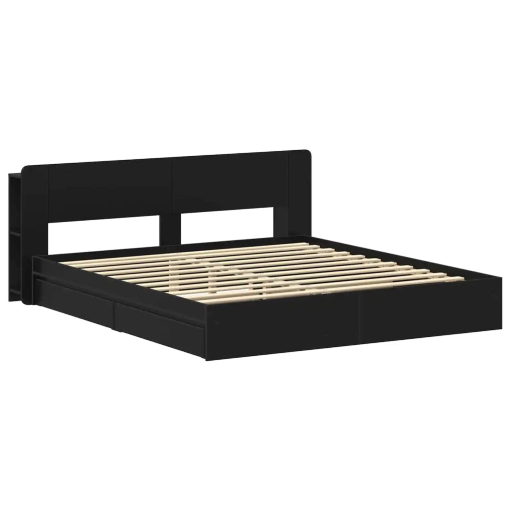Telaio del letto con storage con cassetto Nero 200 x 200 cm 3433605