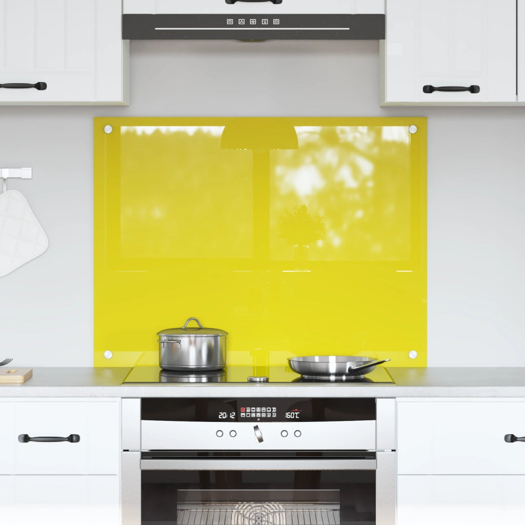 Schienale da Cucina Giallo 80x60x0,6 cm in Vetro Temperato