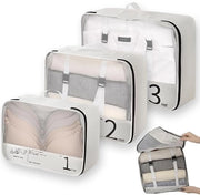 Set di Cubi di Packing da 3 pezzi - Organizzatori di Bagaglio - Tasche di Stivaggio per Bagaglio - Borse con Ventilazione a Mesh - Ideali per Abbigliamento e Sottovestiti - Vari Dimensioni - Tasche di Stivaggio