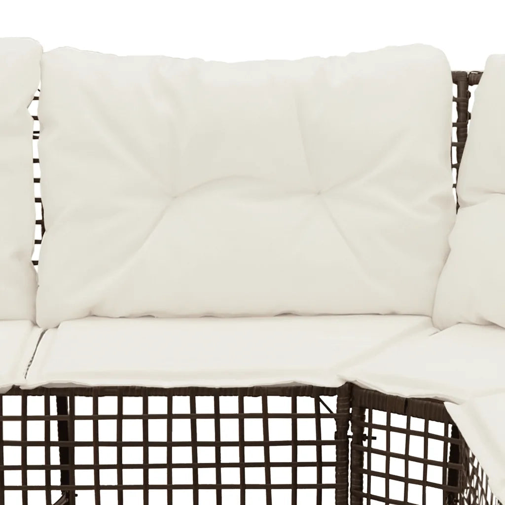 Divano da Giardino a L con Cuscini e Pouf-Sofa da Giardino-Divano da esterno Marrone in Polyrattan
