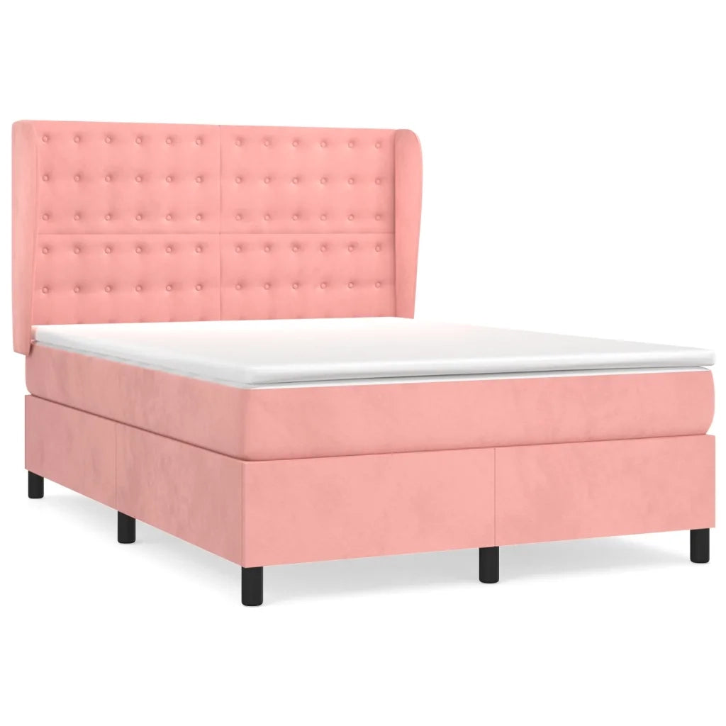 Giroletto a Molle con Materasso Rosa 140x190 cm in Velluto