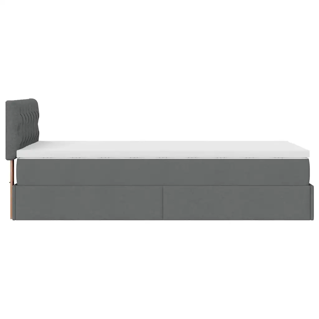 Pouf Letto con Materasso Grigio Scuro 90x200 cm in Tessuto 3311512