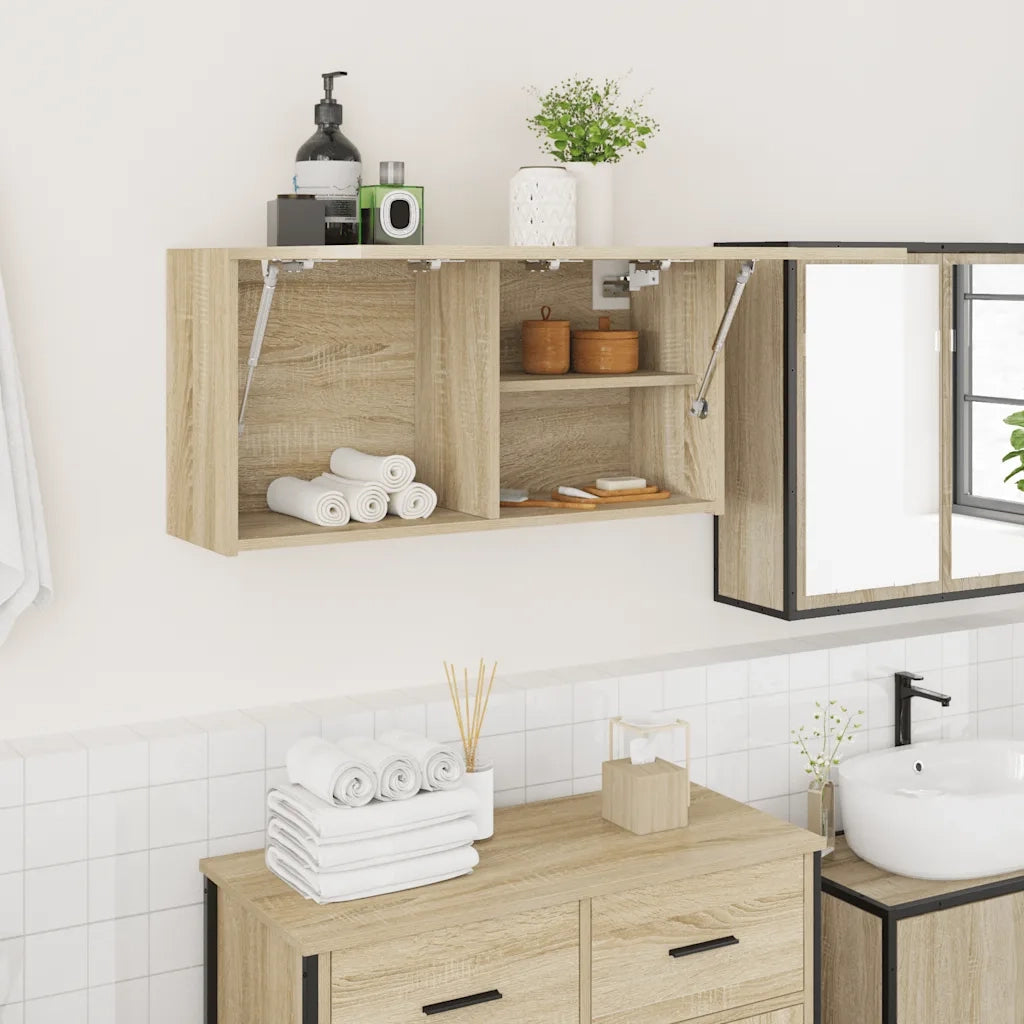 Mobile da Bagno | Armadio da bagno a Parete Rovere Sonoma 80x25x40 cm Truciolato