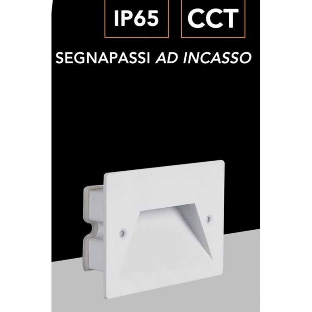 Trade Shop - Faretto Incasso Per Cassetta 503 Segnapasso 3w Tecnologia Cct Con Switch Ip65 Es49-3c - Bianco