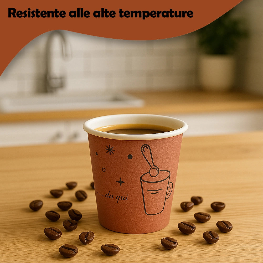 1000 Bicchierini da Caffè Monouso Decoro Moka Bicchieri 75ml Usa e Getta