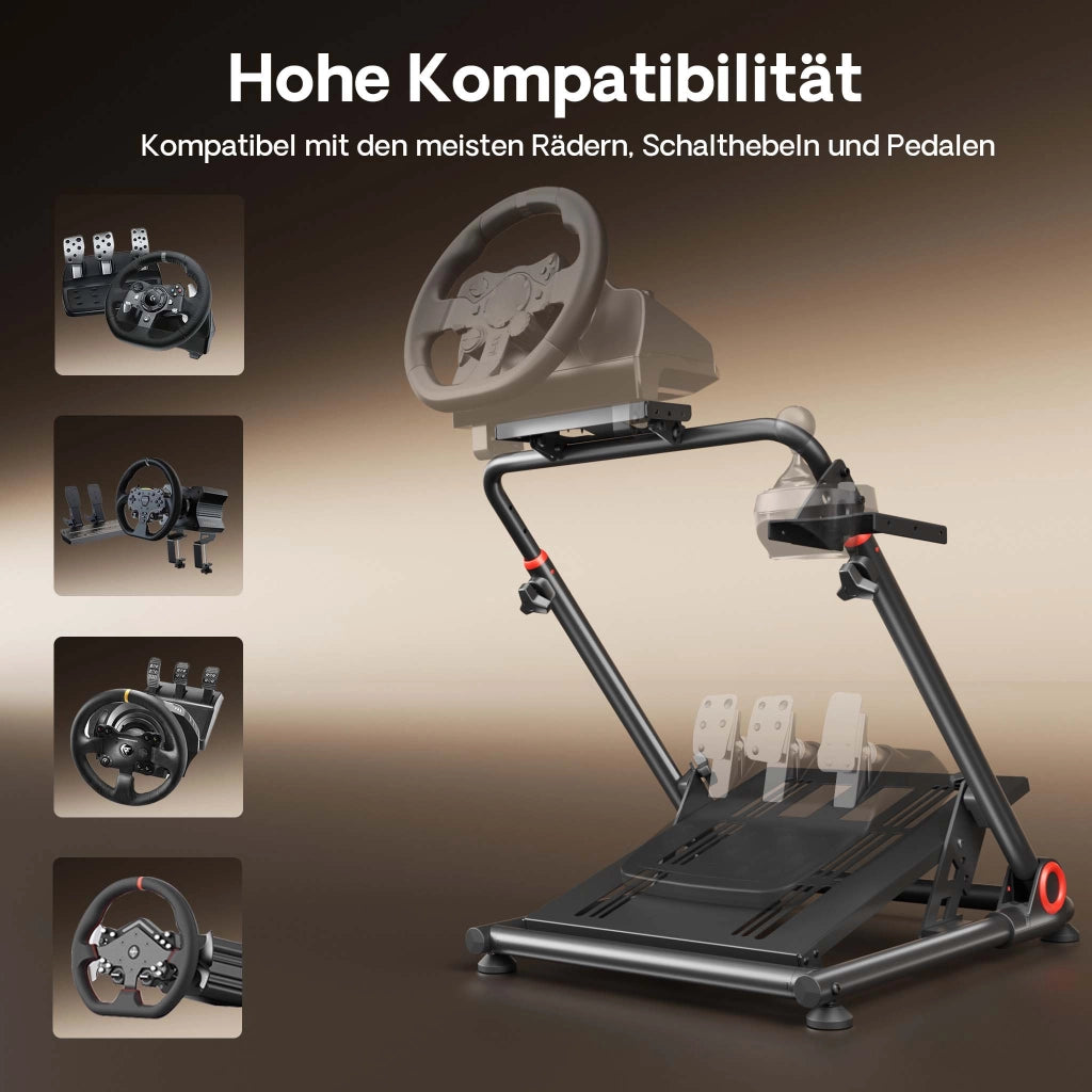 Supporto per volante e pedaliera, 68 x 82 x 83 cm, postazione volante richiudibile per sim racing, fissaggi per volante, leva del cambio e pedali