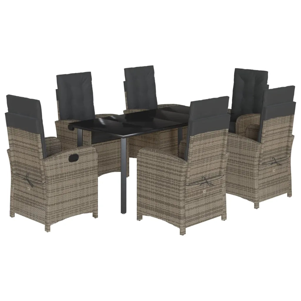 Set da Pranzo da Giardino 7 pz con Cuscini in Polyrattan Grigiocod mxl 115846
