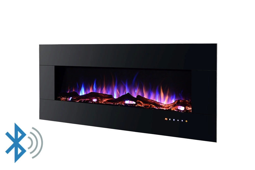 Camino Elettrico da Pavimento 52x127x11,5 cm Effetto Fiamma 1500W Advance Nero